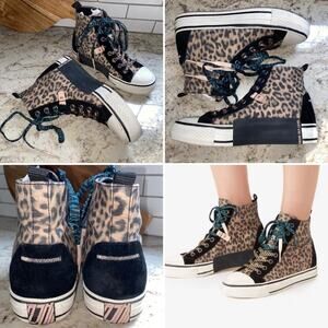 Ash UK $220 High Top Genial Punk Cheetah Platform Sneaker Chuck EU 36 US 5 EUC